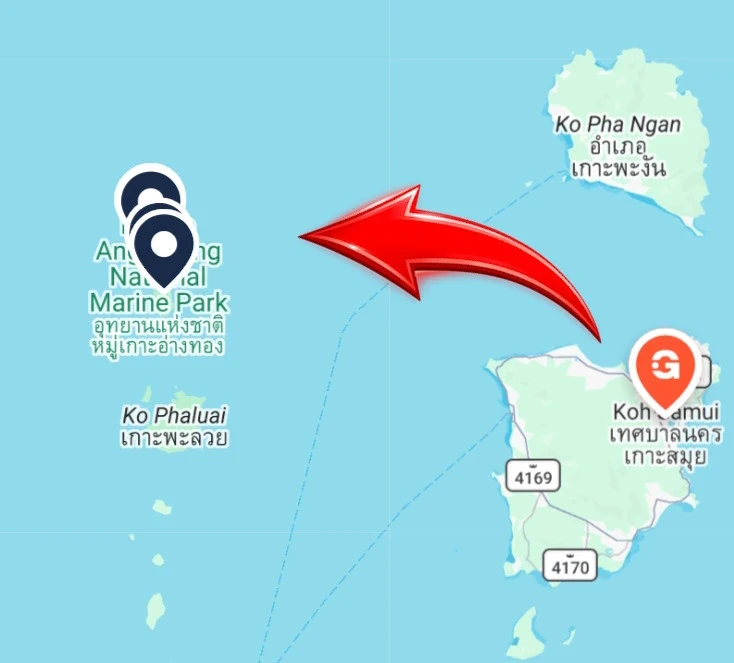 Ang Thong Marine Park Tour Map from Koh Samui
